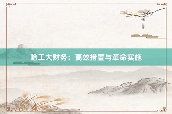 哈工大财务：高效措置与革命实施